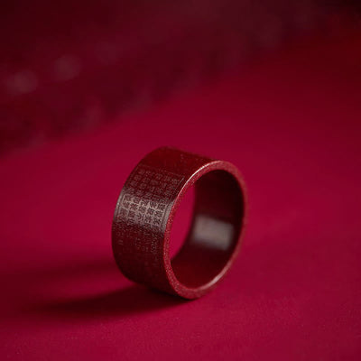 Buddha Stones Cinnabar Om Mani Padme Hum Heart Sutra Blessing Ring - Cinnabar Heart Sutra - 21mm - image 0