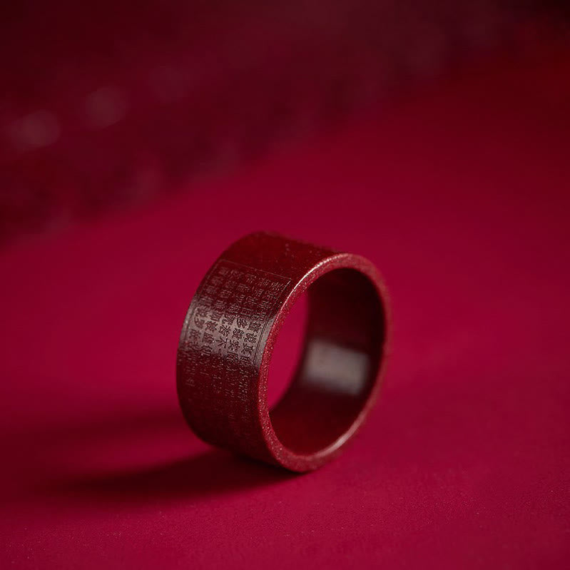 FREE Today: Concentration Blessing Cinnabar Om Mani Padme Hum Heart Sutra Ring - Cinnabar Heart Sutra - 21mm - image 0