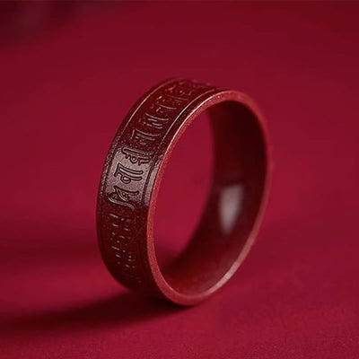 Buddha Stones Cinnabar Om Mani Padme Hum Heart Sutra Blessing Ring - image 8
