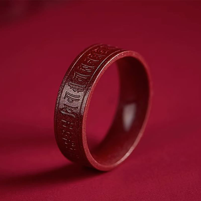 Buddha Stones Cinnabar Om Mani Padme Hum Heart Sutra Blessing Ring - image 8