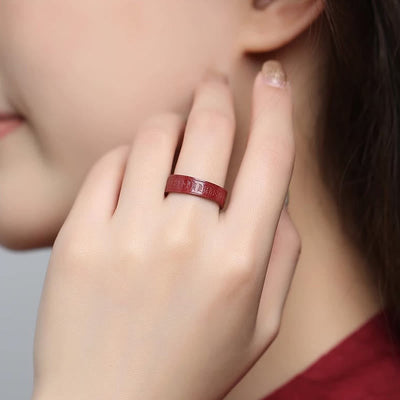 Buddha Stones Cinnabar Om Mani Padme Hum Heart Sutra Blessing Ring - image 10