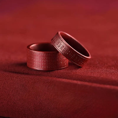 Buddha Stones Cinnabar Om Mani Padme Hum Heart Sutra Blessing Ring - image 12