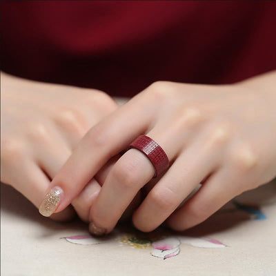 Buddha Stones Cinnabar Om Mani Padme Hum Heart Sutra Blessing Ring - image 4