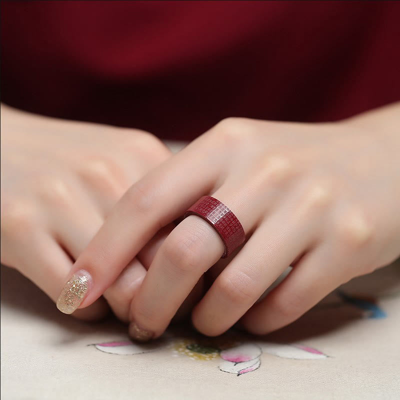 Buddha Stones Cinnabar Om Mani Padme Hum Heart Sutra Blessing Ring - image 4