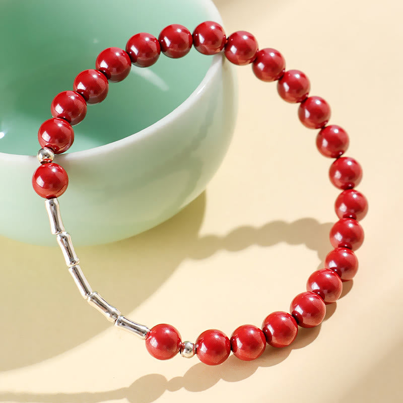 Buddha Stones Cinnabar 925 Sterling Silver Calm Concentration Bracelet - Cinnabar 6mm Red Bead(Wrist Circumference: 14-15 cm) - image 7