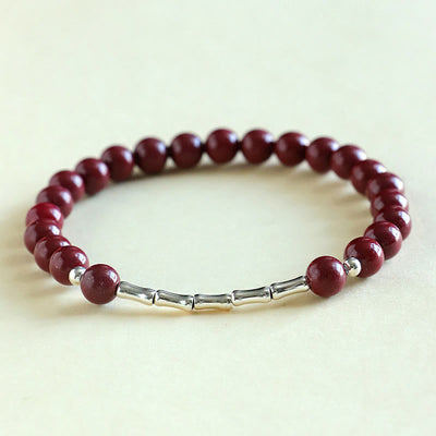 Buddha Stones Cinnabar 925 Sterling Silver Calm Concentration Bracelet - Cinnabar 6mm DarkRed Bead(Wrist Circumference: 14-15 cm) - image 9