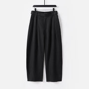 Foviel Summer Zipper Elastic Waist Design Men's Cotton Linen Wide Leg Pants With Pockets