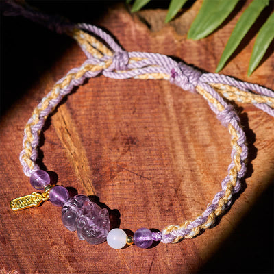Buddha Stones Amethyst Pixiu Balance Lucky Bracelet - image 4