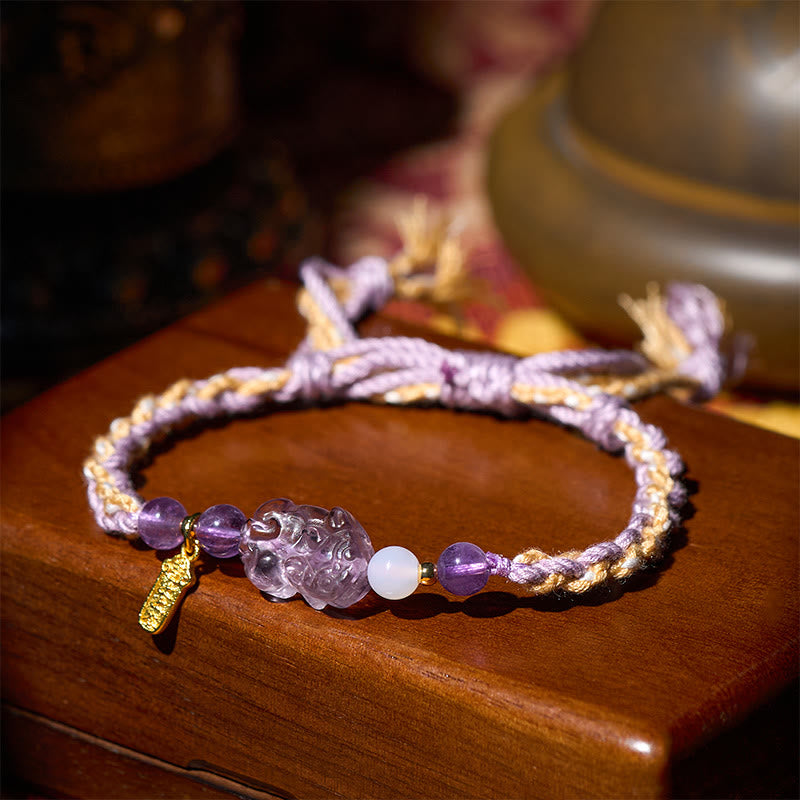 Buddha Stones Amethyst Pixiu Balance Lucky Bracelet - image 1