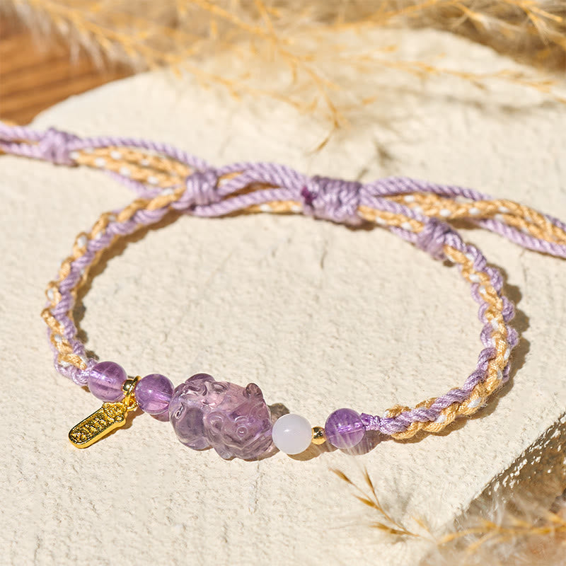 Buddha Stones Amethyst Pixiu Balance Lucky Bracelet - image 2