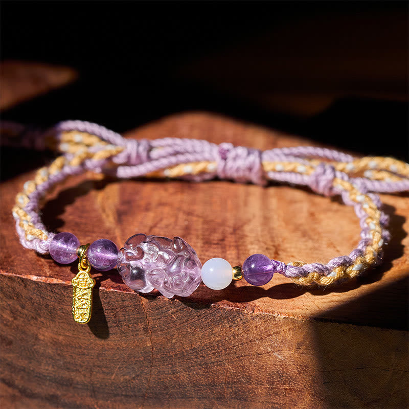 Buddha Stones Amethyst Pixiu Balance Lucky Bracelet - Amethyst Pixiu(Wrist Circumference: 17-18cm) - image 0