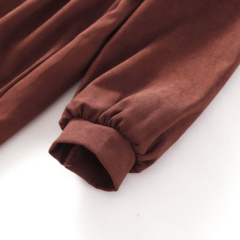 Buddha Stones Fall Solid Color Buttons Down Lace-up Design Long Sleeve Midi Dress With Pockets - image 7