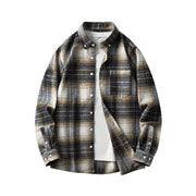 Foviel Commute Multicolor Plaid Button Men's Cotton Long Sleeve Shirts With Pocket