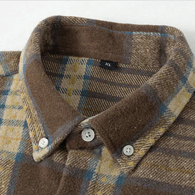 Buddha Stones Commute Multicolor Plaid Button Men's Cotton Long Sleeve Shirts With Pocket - image 12