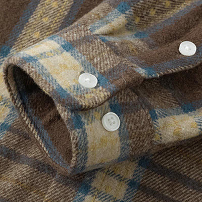 Buddha Stones Commute Multicolor Plaid Button Men's Cotton Long Sleeve Shirts With Pocket - image 14