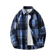Foviel Commute Multicolor Plaid Button Men's Cotton Long Sleeve Shirts With Pocket