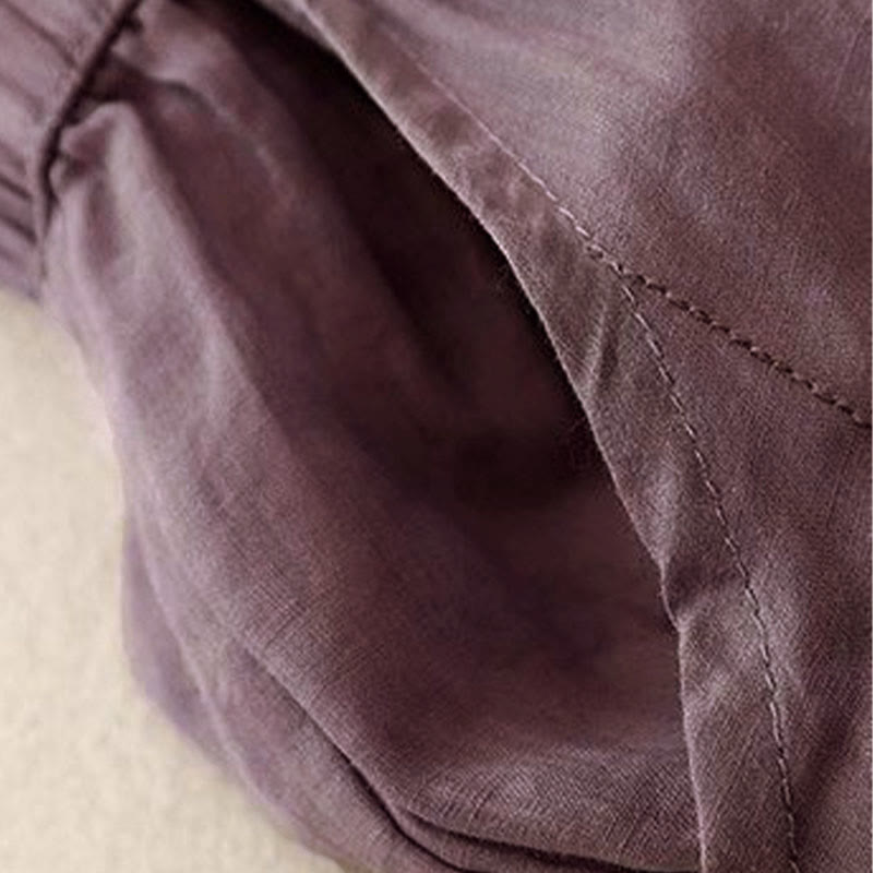 Buddha Stones Side Embroidery Design Women's 7-8 Length Wide Leg Pants With Pockets - image 2