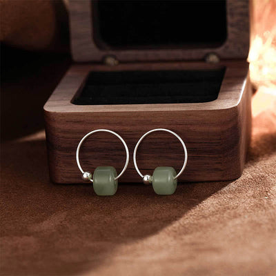 Buddha Stones 925 Sterling Silver Hetian Jade Prosperity Earrings  - image 7