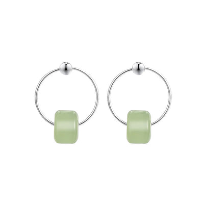 Buddha Stones 925 Sterling Silver Hetian Jade Prosperity Earrings  - image 9