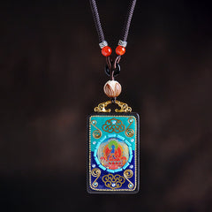 Buddha Stones Ebony Wood Peace Necklace Pendant - Ebony Wood - image 0