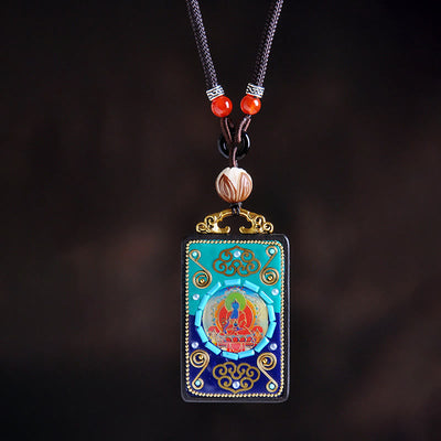 Buddha Stones Ebony Wood Peace Necklace Pendant - Ebony Wood - image 0