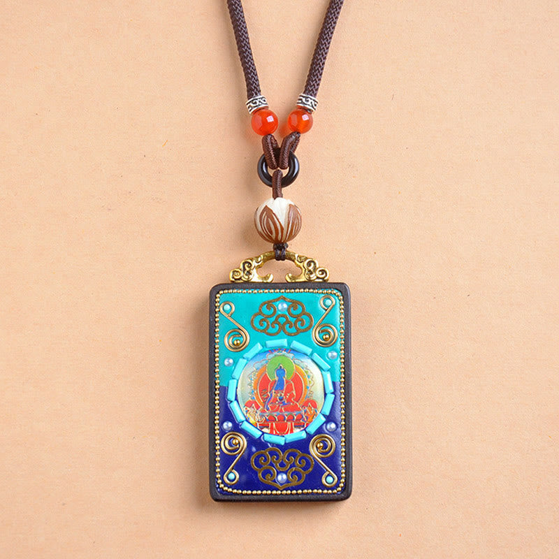 Buddha Stones Ebony Wood Peace Necklace Pendant - image 3