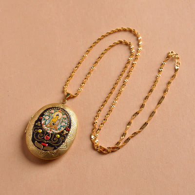 Buddha Stones Copper Kwan Yin Avalokitesvara Zakiram Wealth Pendant Necklace - Tathagata Chain(Necklace Length:60cm) - image 9