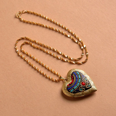 Buddha Stones Copper Kwan Yin Avalokitesvara Zakiram Wealth Pendant Necklace - Heart-Shaped Chain(Necklace Length:60cm) - image 17