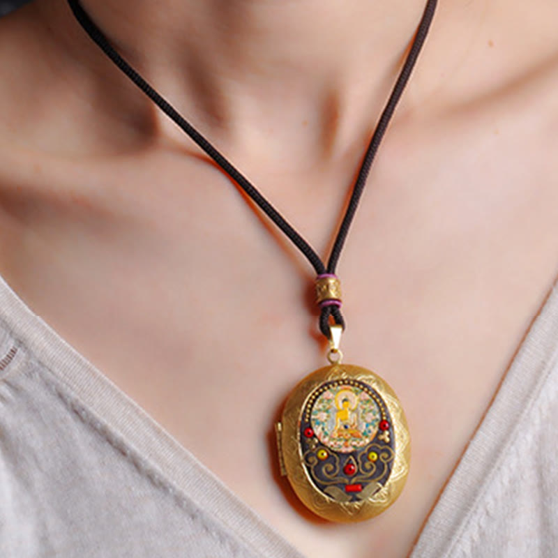 Buddha Stones Copper Kwan Yin Avalokitesvara Zakiram Wealth Pendant Necklace - image 7