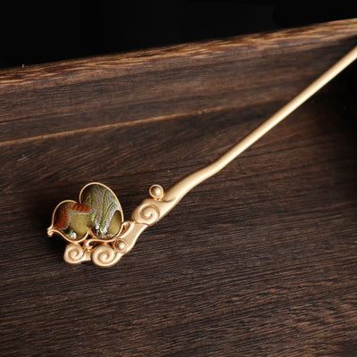 Buddha Stones Gourd Red Agate Bead Calm Confidence Hairpin - image 4