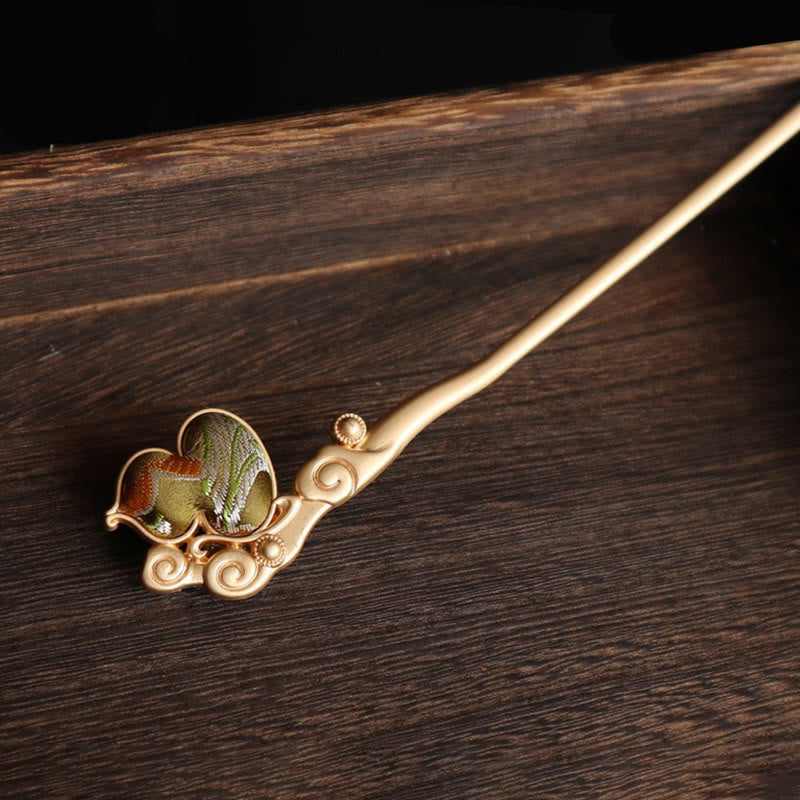 Buddha Stones Gourd Red Agate Bead Calm Confidence Hairpin - image 4