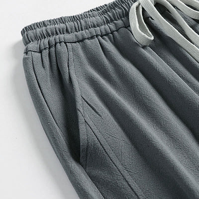Buddha Stones Summer Drawstring Elastic Waist Frog-Button Ankle-Length Men's Cotton Linen Pants With Pockets - image 5