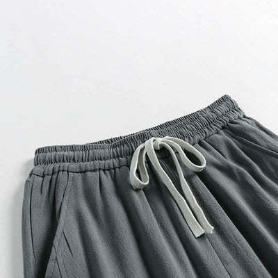 Buddha Stones Summer Drawstring Elastic Waist Frog-Button Ankle-Length Men's Cotton Linen Pants With Pockets - image 2
