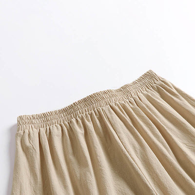 Buddha Stones Plain Lace-up Drawstring Design Men's Ankle-Length Cotton Linen Wide Leg Pants With Pockets - image 3