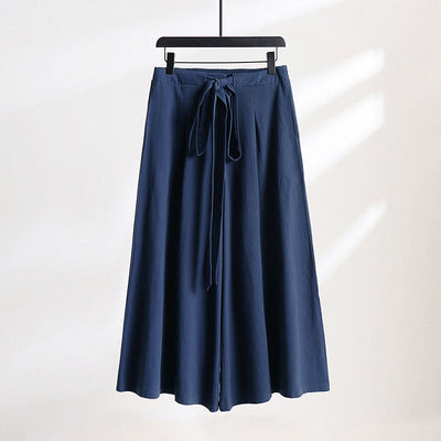 Buddha Stones Plain Lace-up Drawstring Design Men's Ankle-Length Cotton Linen Wide Leg Pants With Pockets - SteelBlue - US/UK/AU54，EU64 (9XL) - image 10