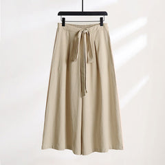 Buddha Stones Plain Lace-up Drawstring Design Men's Ankle-Length Cotton Linen Wide Leg Pants With Pockets - Bisque - US/UK/AU54，EU64 (9XL) - image 0