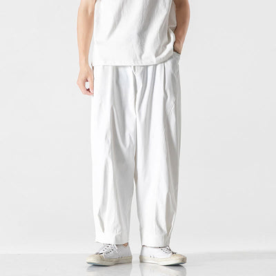 Buddha Stones Summer Solid Drawstring Ankle-Length Men's Cargo Harem Pants With Pockets - White - US/UK/AU46，EU56 (5XL) - image 24
