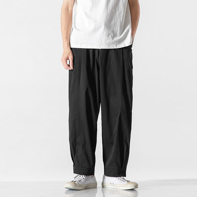 Buddha Stones Summer Solid Drawstring Ankle-Length Men's Cargo Harem Pants With Pockets - Black - US/UK/AU46，EU56 (5XL) - image 16