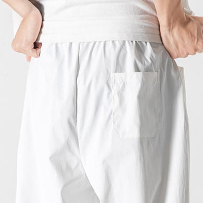 Buddha Stones Summer Solid Drawstring Ankle-Length Men's Cargo Harem Pants With Pockets - image 35