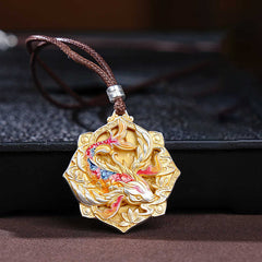 Buddha Stones 999 Sterling Silver Colorful Koi Fish Carved Luck Necklace Pendant - Koi Fish(Luck♥Prosperity) - image 0