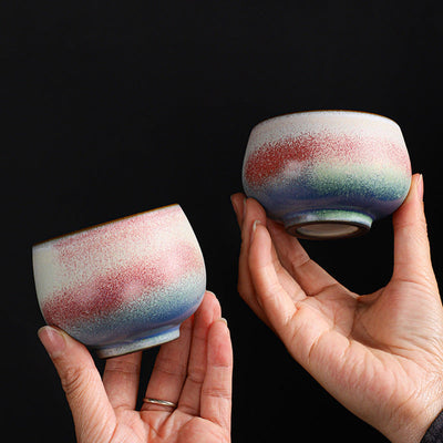 Buddha Stones Retro Red Gradient Kiln Change Ceramic Teacup Kung Fu Tea Cup Cup BS 9
