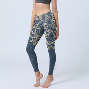 Foviel Retro Mandala Pattern Print Gym Leggings Women's Yoga Pants
