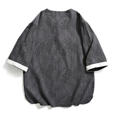 Buddha Stones Summer Floral Pattern Frog-Button Half Sleeve Cotton Men's Shirt  - image 4