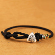 Foviel 999 Sterling Silver Fu Character Zongzi Fortune Luck Rope Bracelet