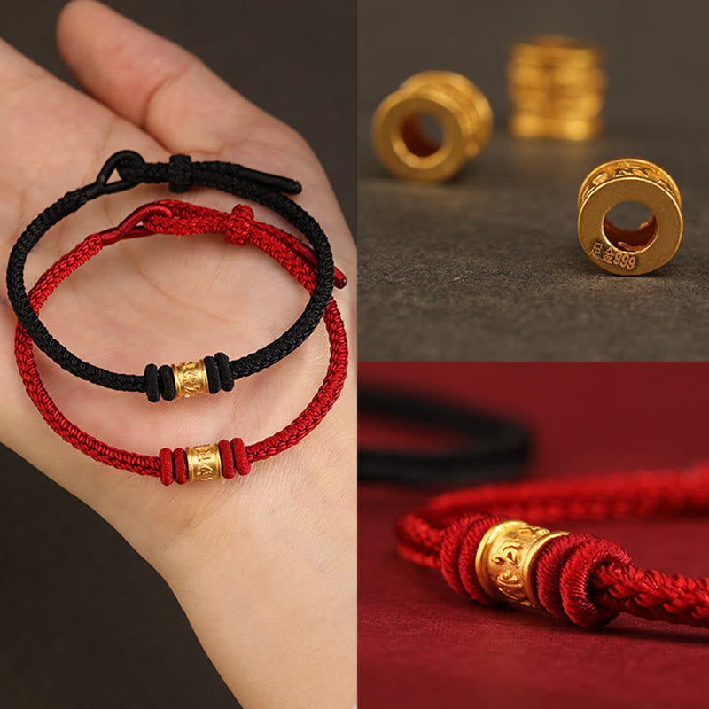 Buddha Stones Tibet Handmade 999 Gold Om Mani Padme Hum Luck Protection Bracelet - image 14