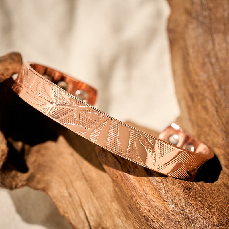 Buddha Stones Rose Flower Pattern Copper Balance Luck Open Cuff Bracelet Bangle - image 2