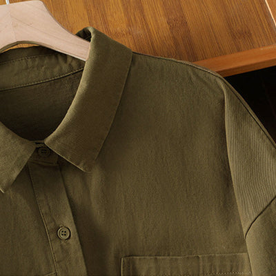 Buddha Stones Spring Plain Lapel Long Sleeve Women's Cotton Shirt With Pockets - image 21