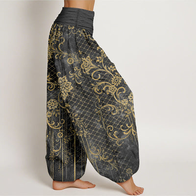 Buddha Stones Pure Cotton Classical Flower Leaf Vine Pattern Women's Elastic Waist Harem Pants - image 7