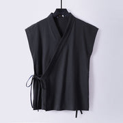 Foviel Summer Solid Color V-Neck Sleeveless Men's Cotton Linen Vest