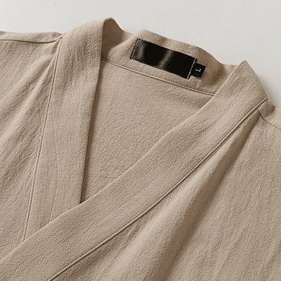 Buddha Stones Summer Solid Color V-Neck Sleeveless Men's Cotton Linen Vest - image 9